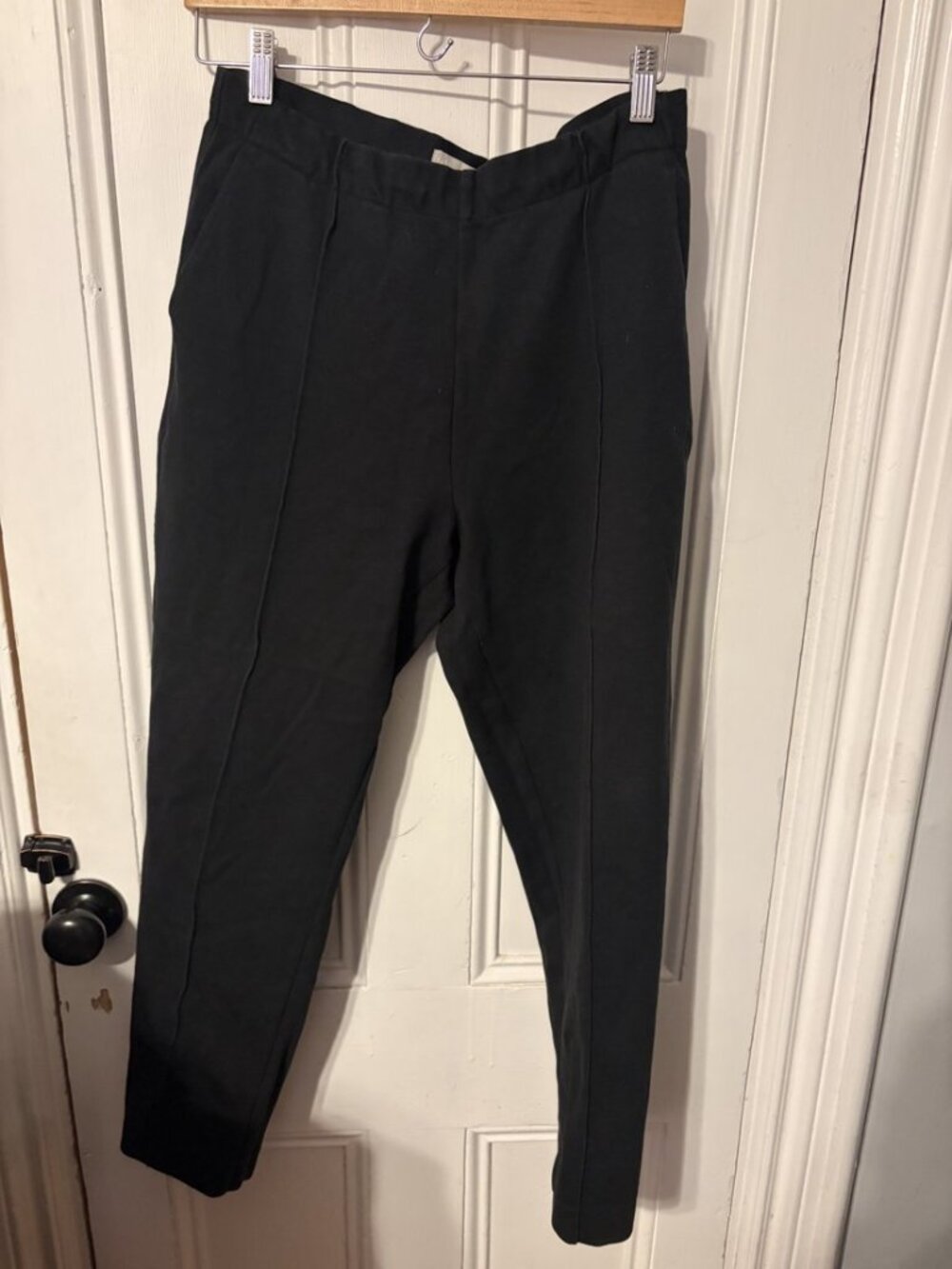 Everlane The Dream Pant Black Tapered Pull On Ponte Pants Women's Size L